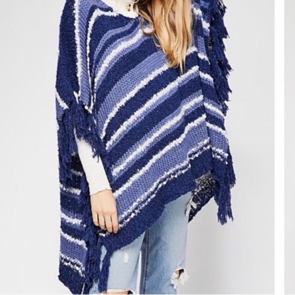 FREE PEOPLE Blue and White Striped Women's Sweater - Picture 3 of 5